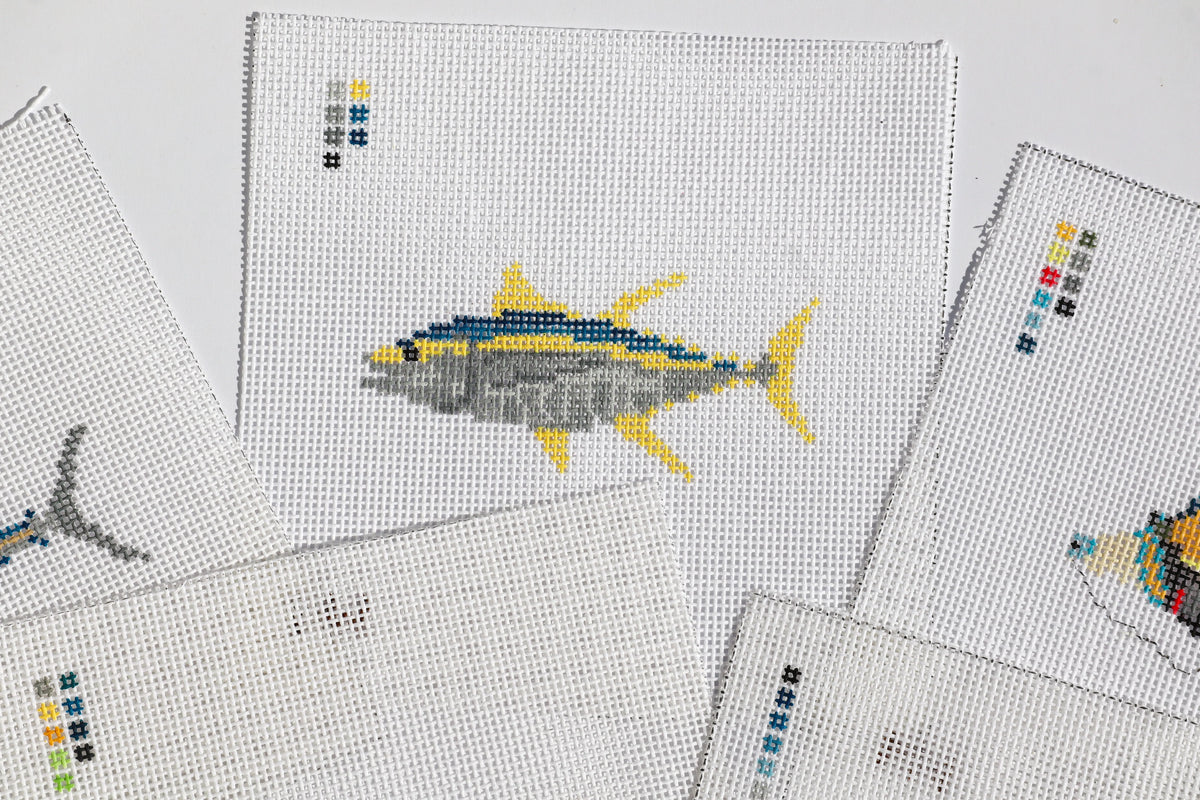 Yellowfin Tuna Mini Needlepoint Canvas | 18 Mesh | Merritt Walker