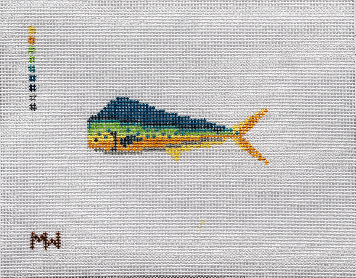Mahimahi (Dolphinfish) Mini Needlepoint Canvas | 18 Mesh | Merritt Walker