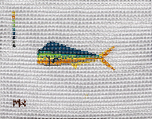 Mahimahi (Dolphinfish) Mini Needlepoint Canvas | 18 Mesh | Merritt Walker