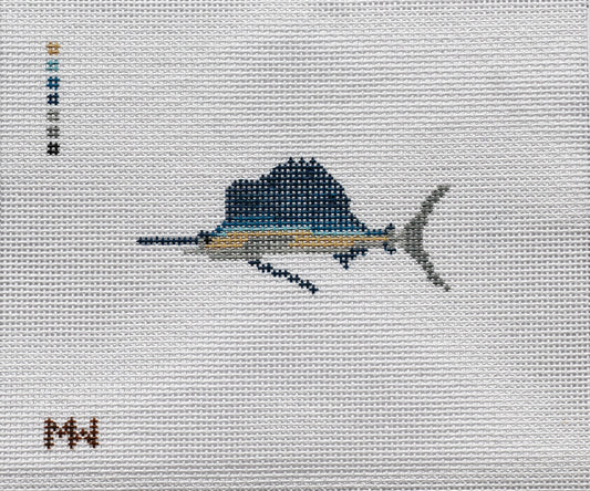 Sailfish Mini Needlepoint Canvas | 18 Mesh | Merritt Walker