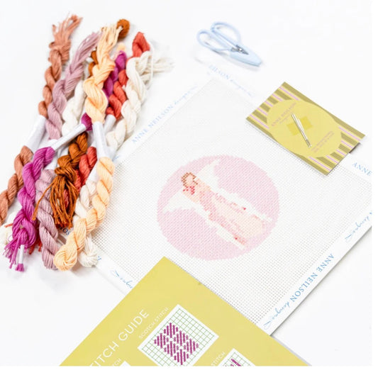 Pink Angel Beginner Needlepoint Kit | Anne Neilson Designs | 13 Mesh