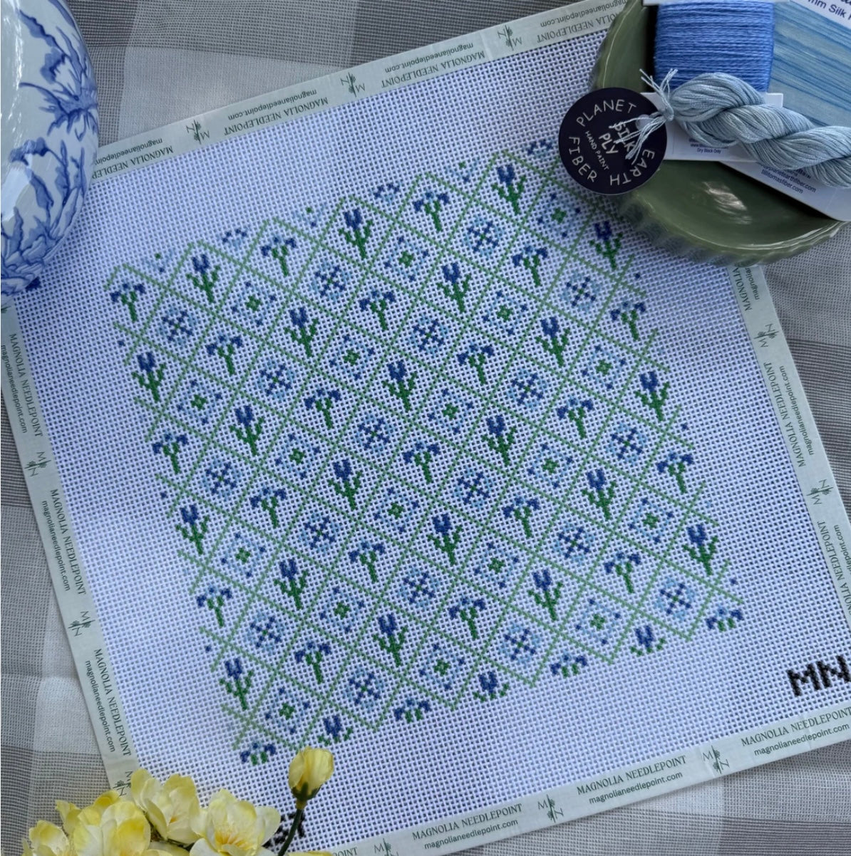 Bluebell Latice Needlepoint Canvas | 18 Mesh | Magnolia Needlepoint