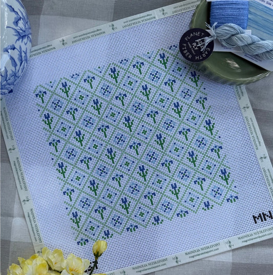 Bluebell Latice Needlepoint Canvas | 18 Mesh | Magnolia Needlepoint
