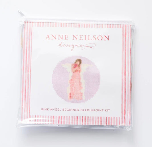 Pink Angel Beginner Needlepoint Kit | Anne Neilson Designs | 13 Mesh