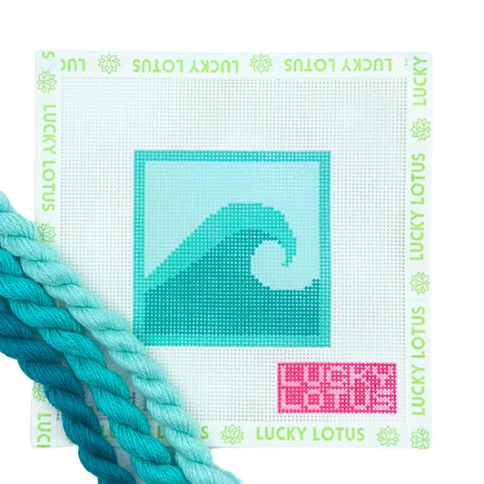 Blue Wave Beginner Needlepoint Canvas | 13 Mesh | Lucky Lotus