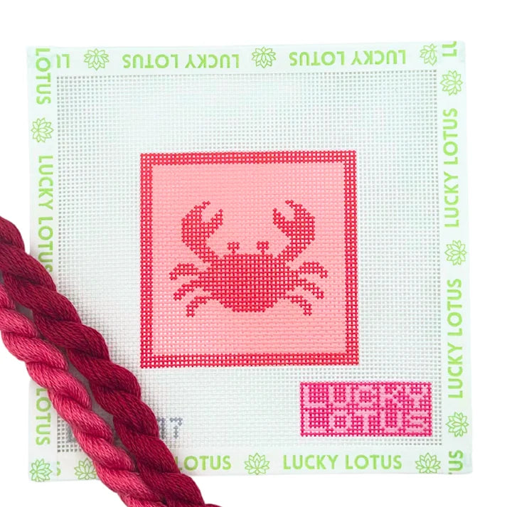 Crab Beginner Needlepoint Canvas | 13 Mesh| Lucky Lotus