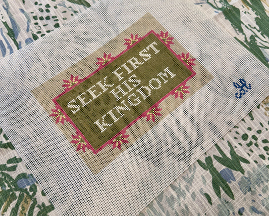 Seek First His Kingdom Needlepoint Canvas | 13 Mesh | Clair de Lune